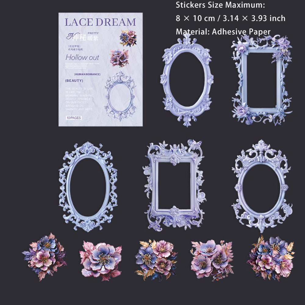 10 Pcs Flower and Frame Stickers HBMJ