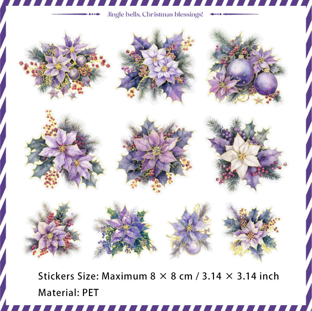 10 Pcs Glitter Flower PET Stickers SDXD