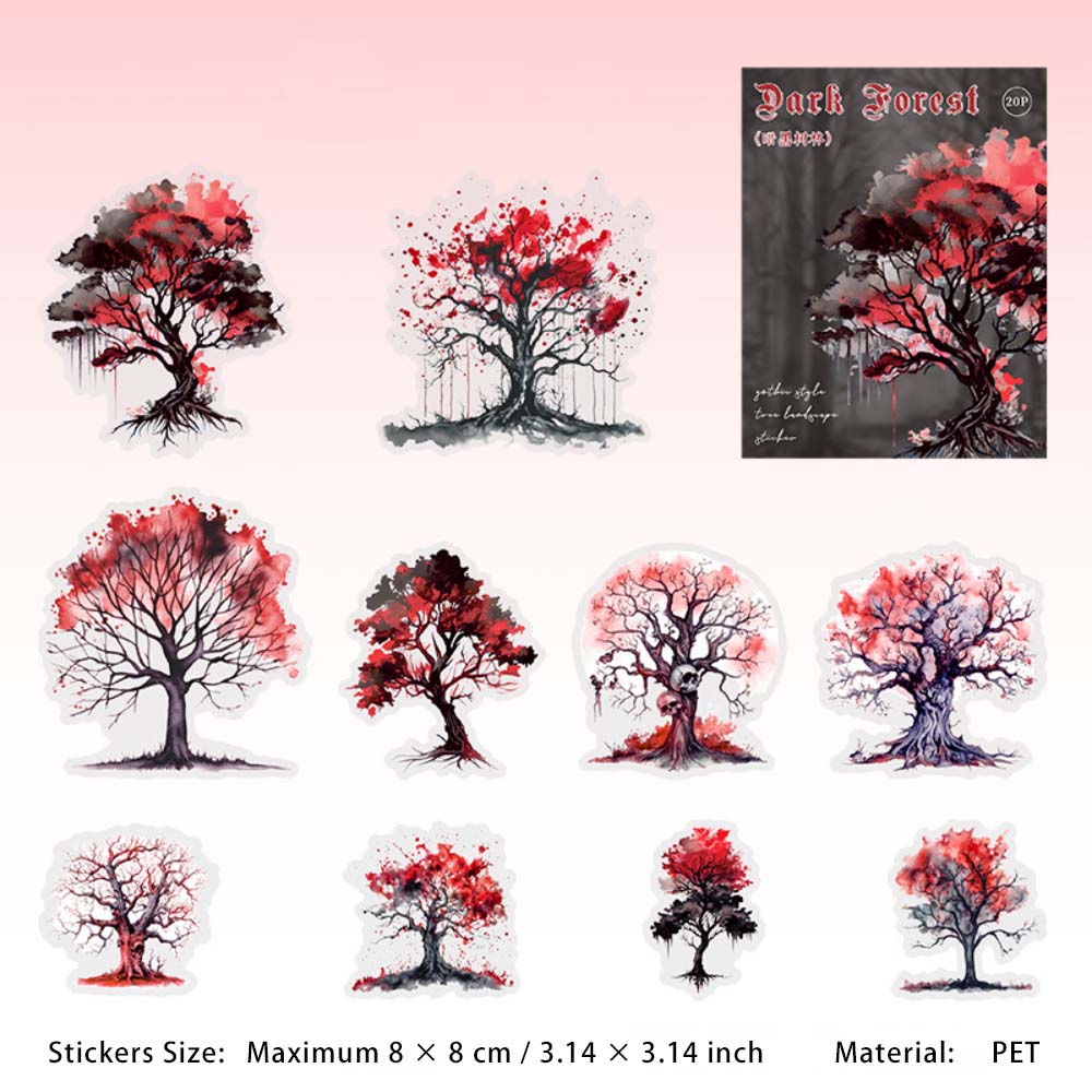 20 Pcs Gothic Magic Tree PET Stickers AHSL