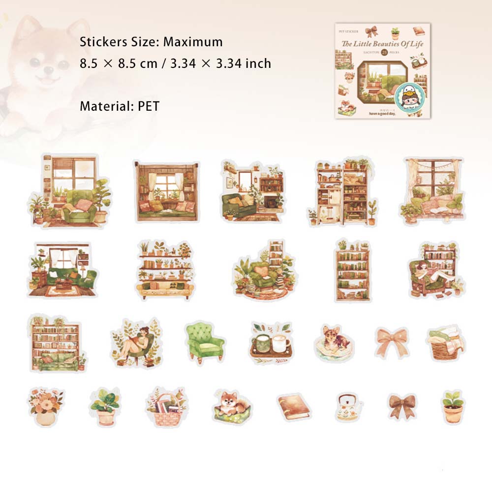 25 Pcs Lifestyle PET Stickers SHXMH