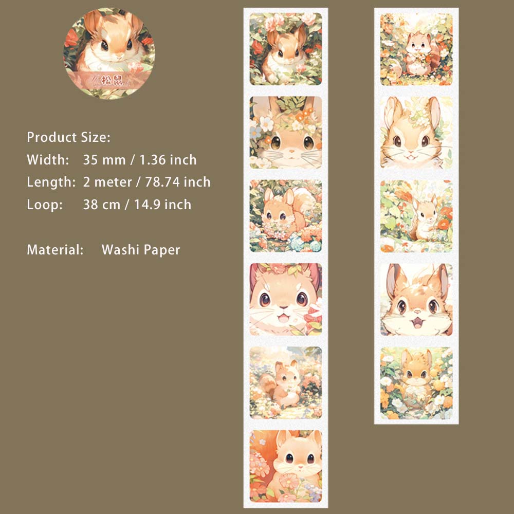 1 Roll Small Cute Animal Washi Stickers Tape HCXDW