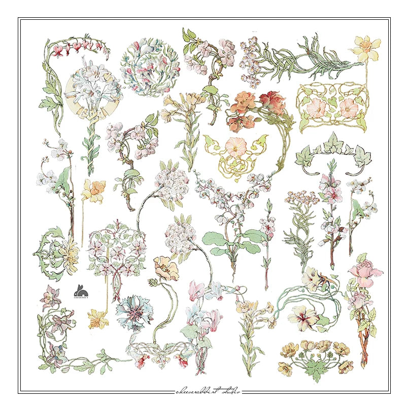 Vintage midsummer floral journaling stickers 5