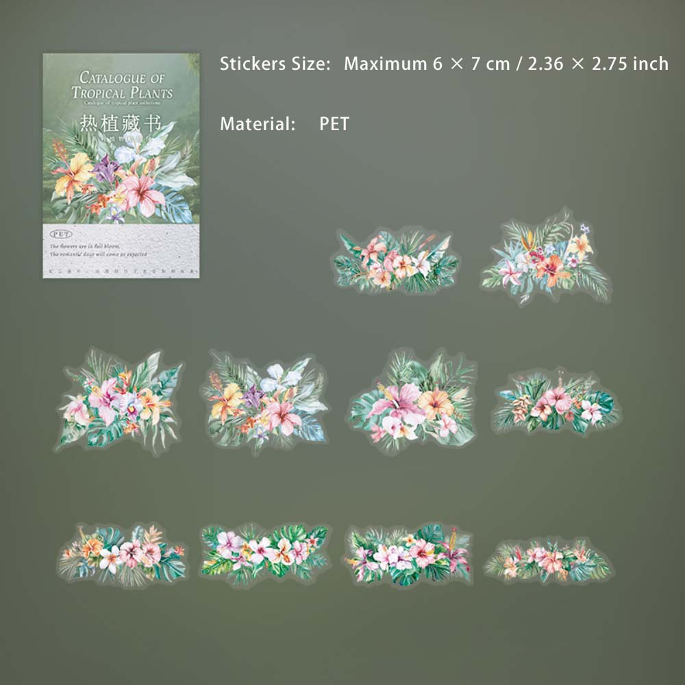 10 Pcs Flower Leaf PET Stickers RZCS