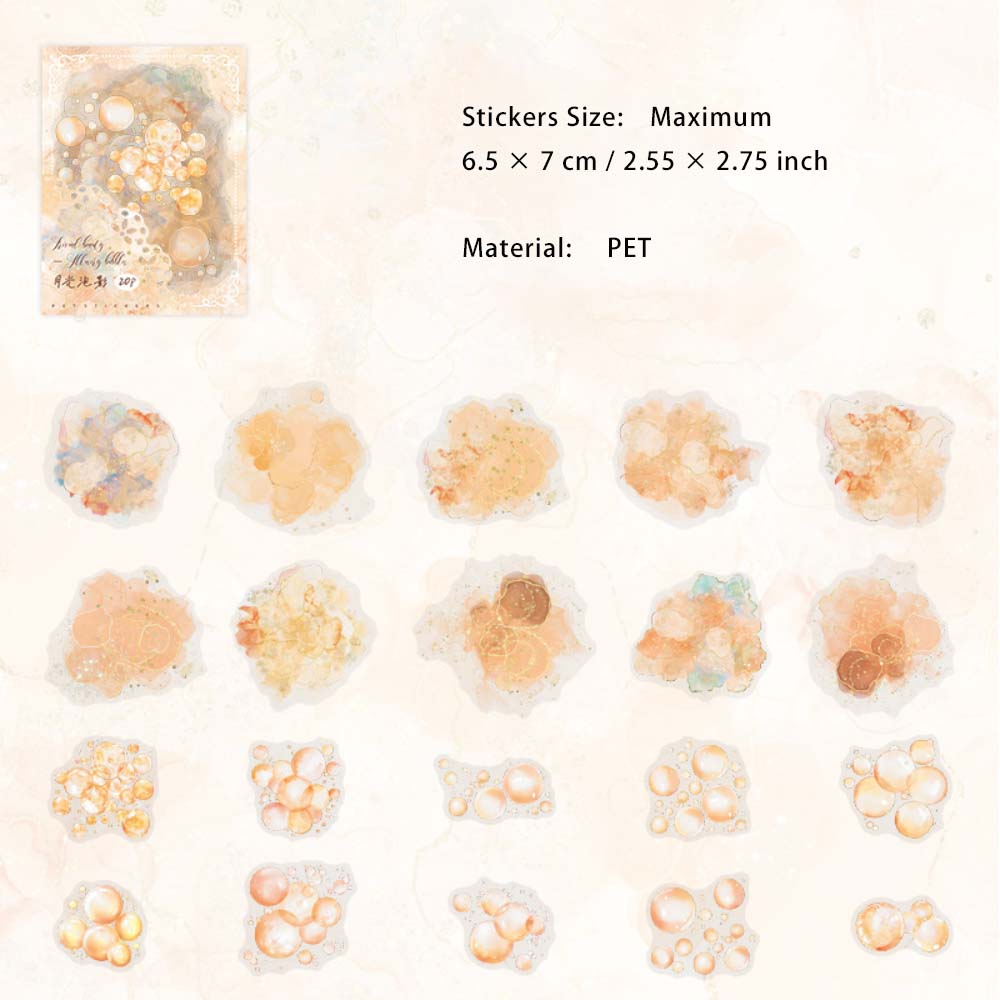20 Pcs Watercolor Bubble PET Stickers HCPY
