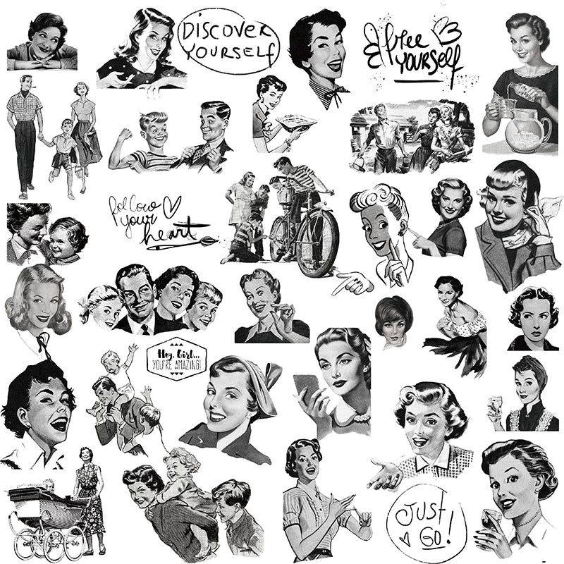 34PCS vintage women vellum scrapbook stickers