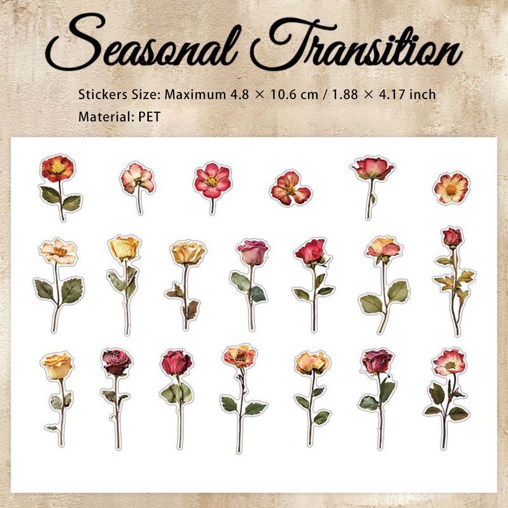 40 Pcs Seasonal Botanical PET Stickers SJGD