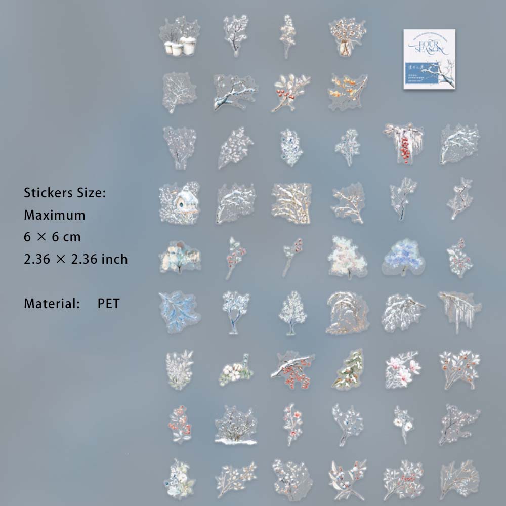 100 Pcs Flower Botanical PET Stickers SJWY