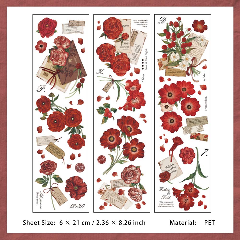 6 Sheets Flower PET Stickers SLLX