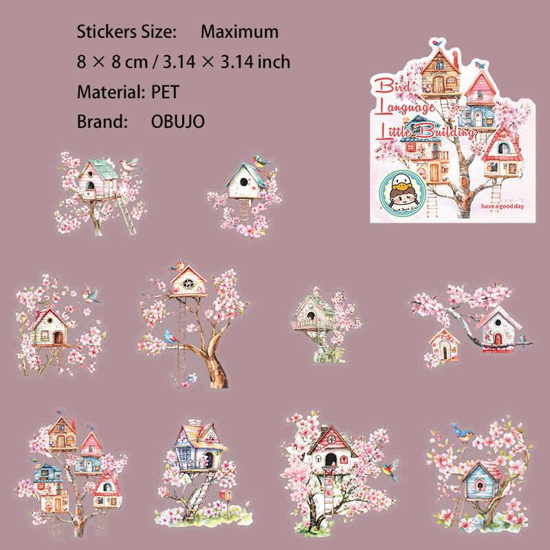 10 Pcs Bird Cage PET Stickers NYXZ