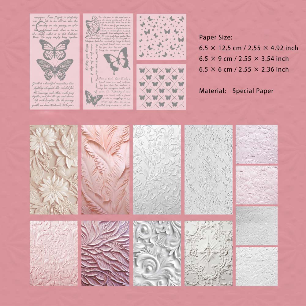 16 Sheets Vintage Texture Scrapbook Paper HJXL