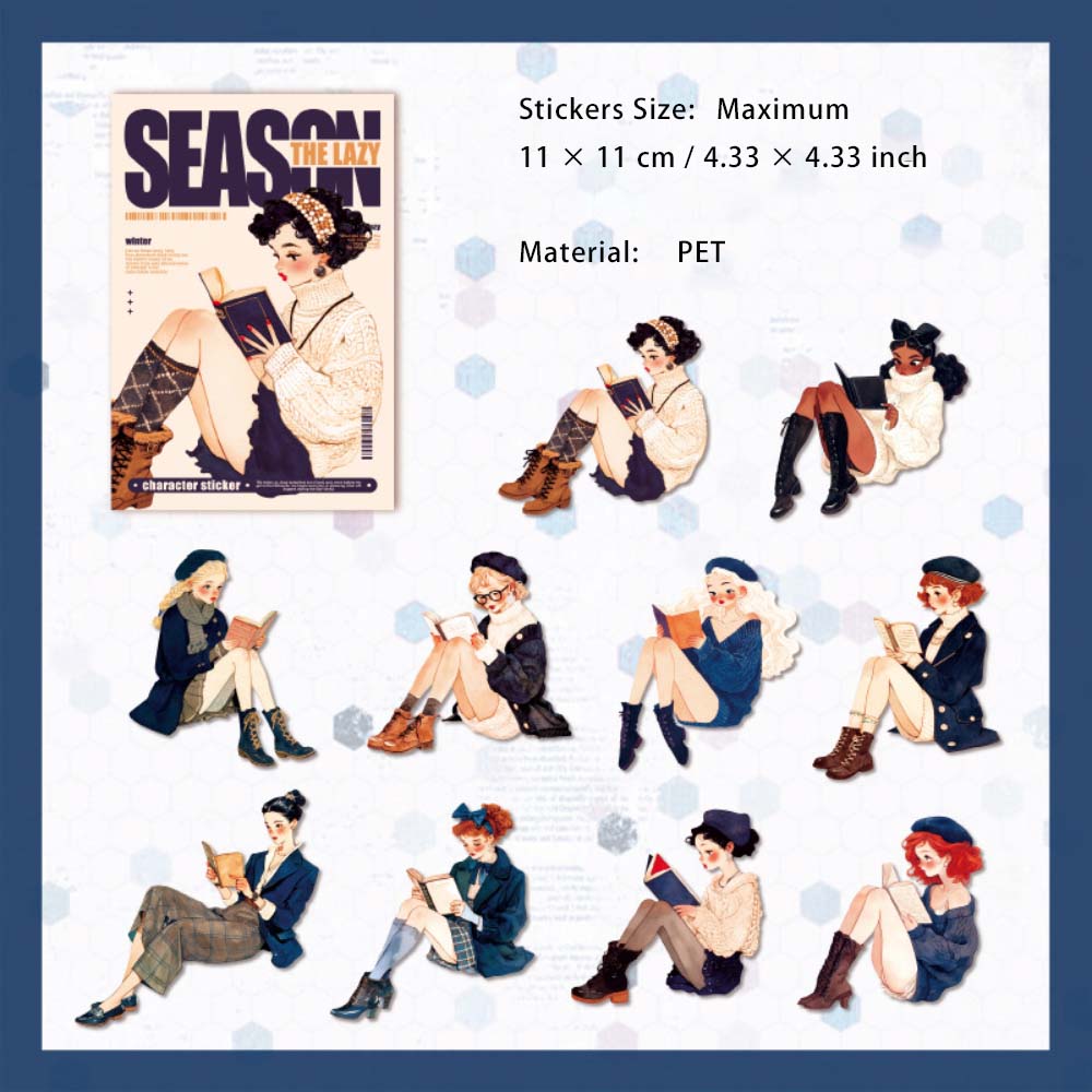 20 Pcs Seasonal Girl PET Stickers YLDJJ
