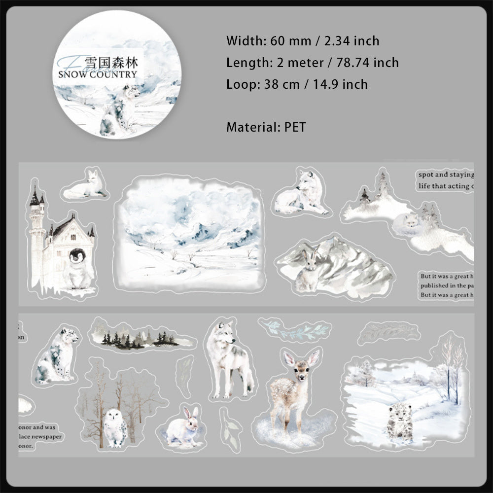 1 Roll Diecut Snow Forest Stickers Tape XGSL