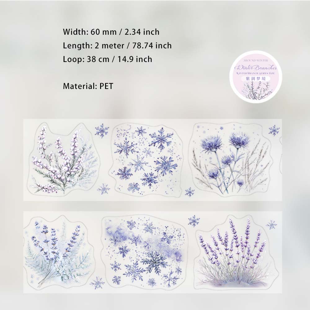 1 Roll Winter Branches PET Stickers Tape DJZY