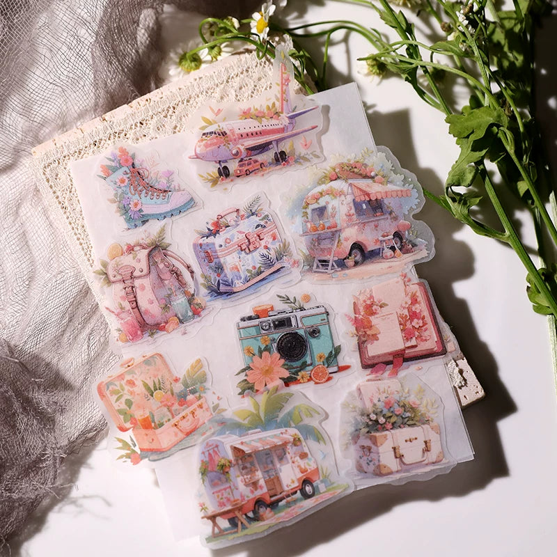 Cruise airplane suitcase and summer scrapbook stickers