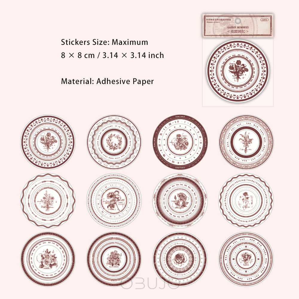 24 Pcs Die-cut Round Scrapbook Stickres SJWY