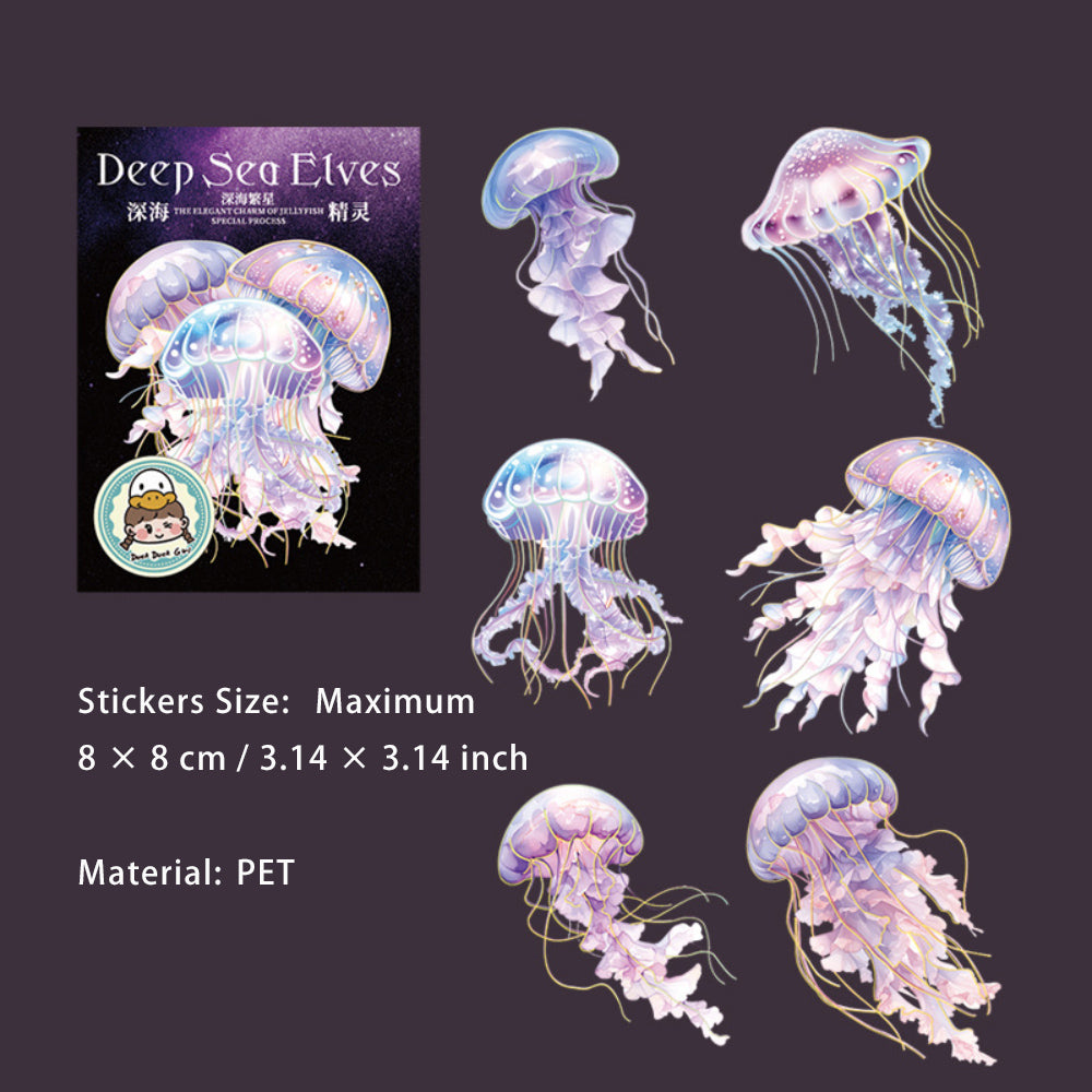 12 Pcs Large Size Glitter Jellyfish PET Stickers SHJL