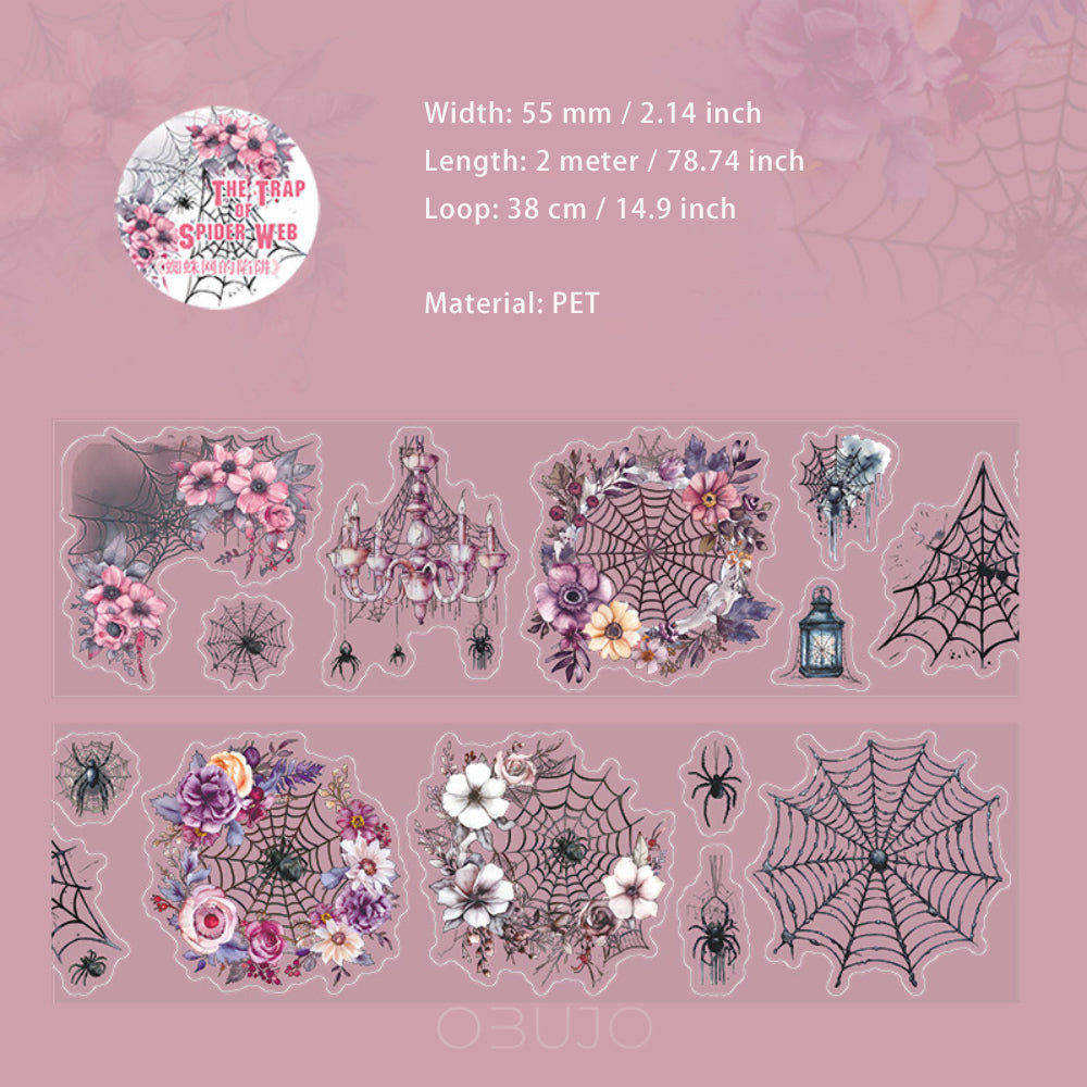 1 Roll Die-cut Cobweb PET Stickers Tape ZZWDXJ