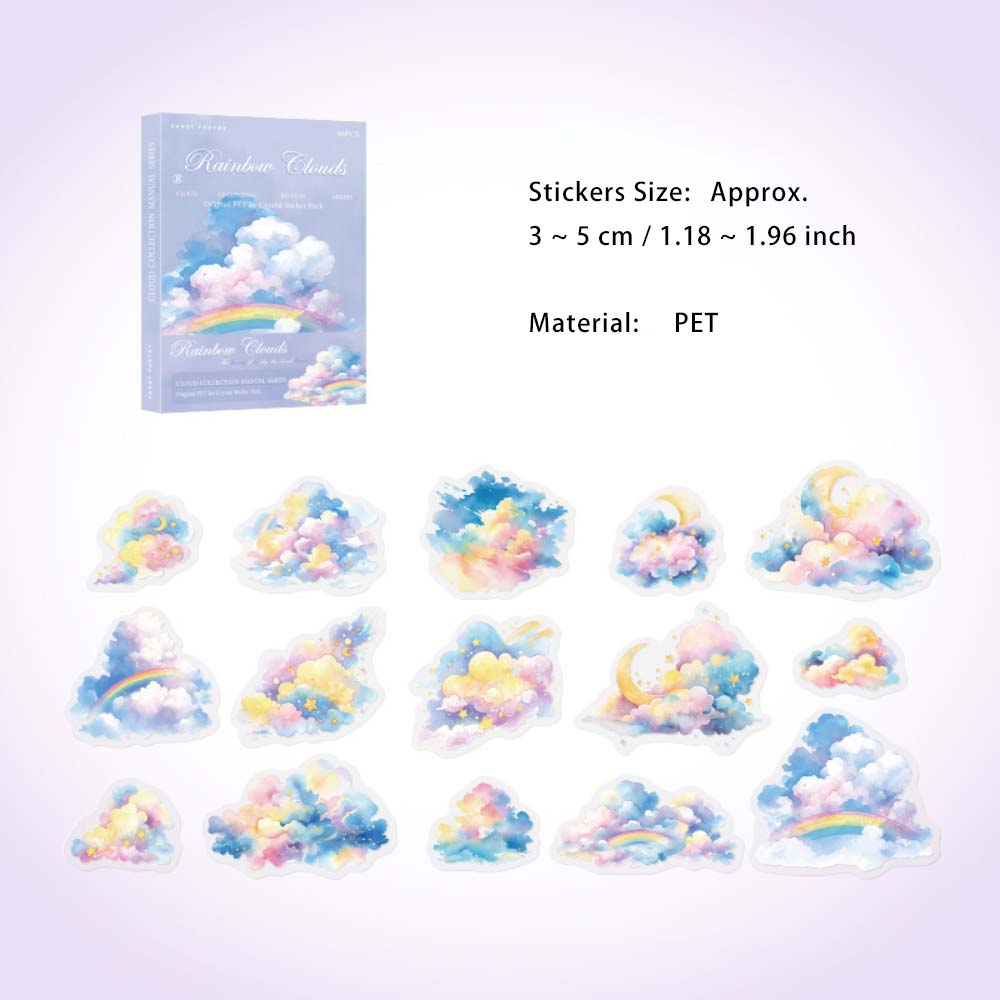 30 Pcs Glitter Cloud PET Stickers YCSJSC