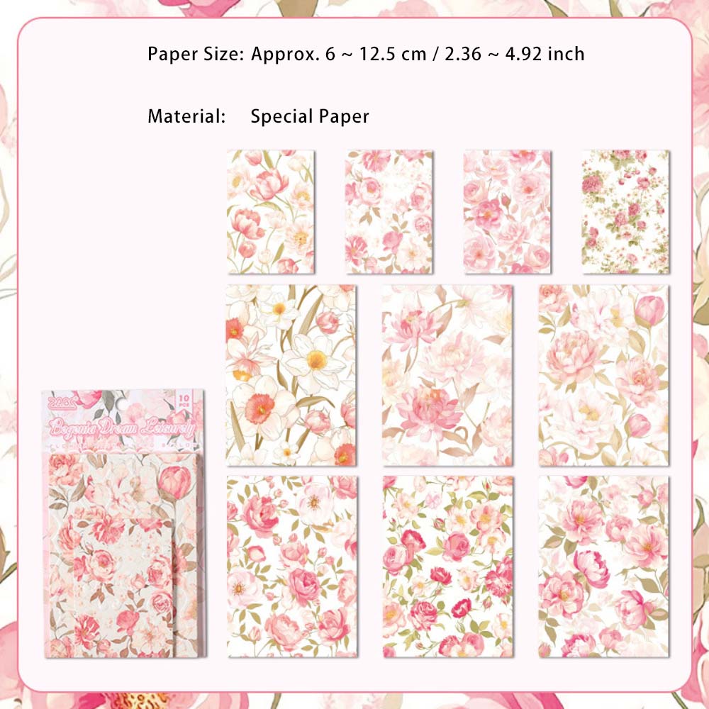 10 Sheets Floral Basic Scrapbook Paper HYWL