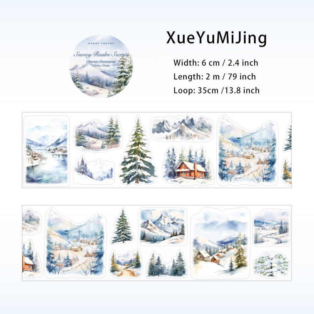 1 Roll Die-cut Seasonal Landscape PET Stickers Tape ZRZJGS