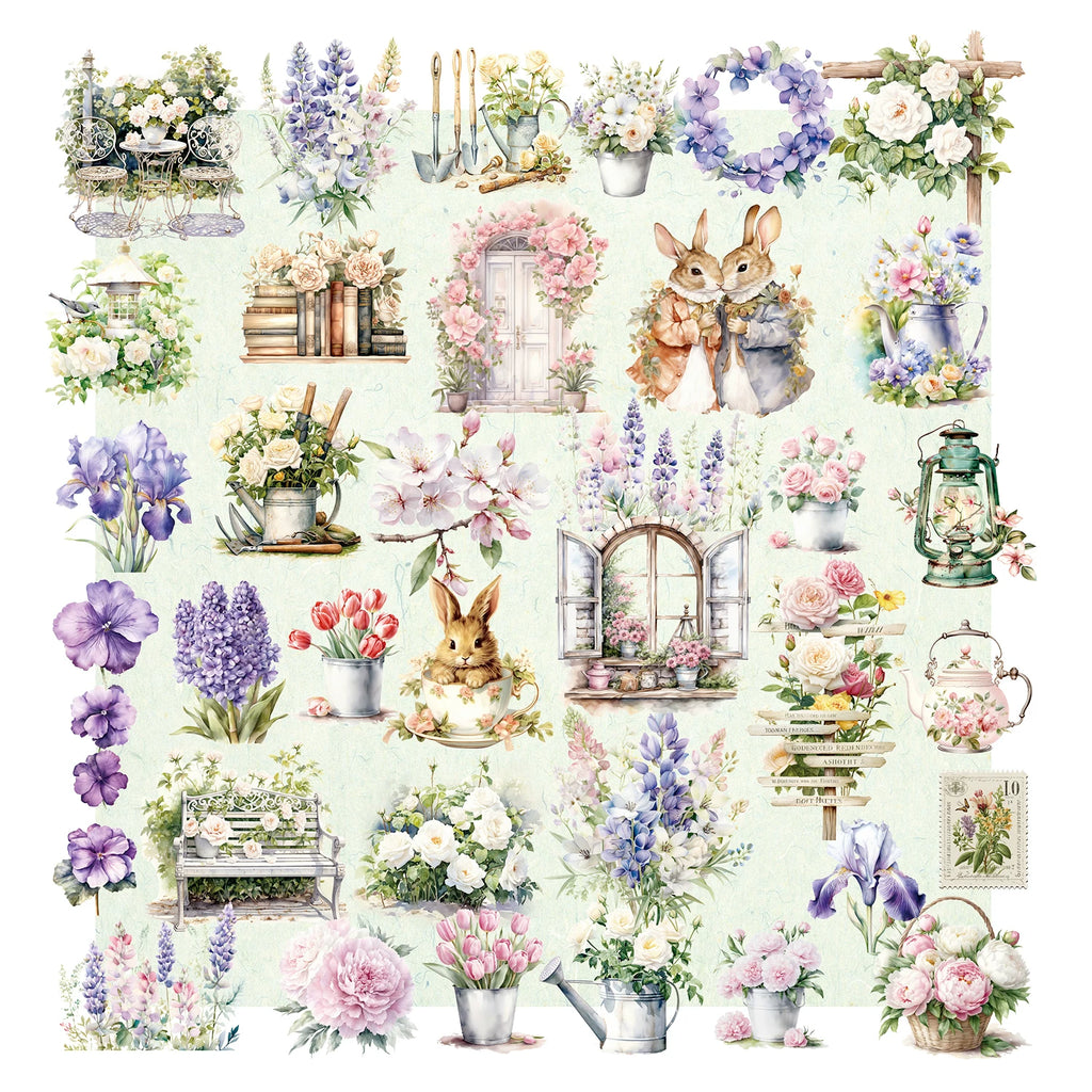 39PCS spring garden vellum scrapbook stickers