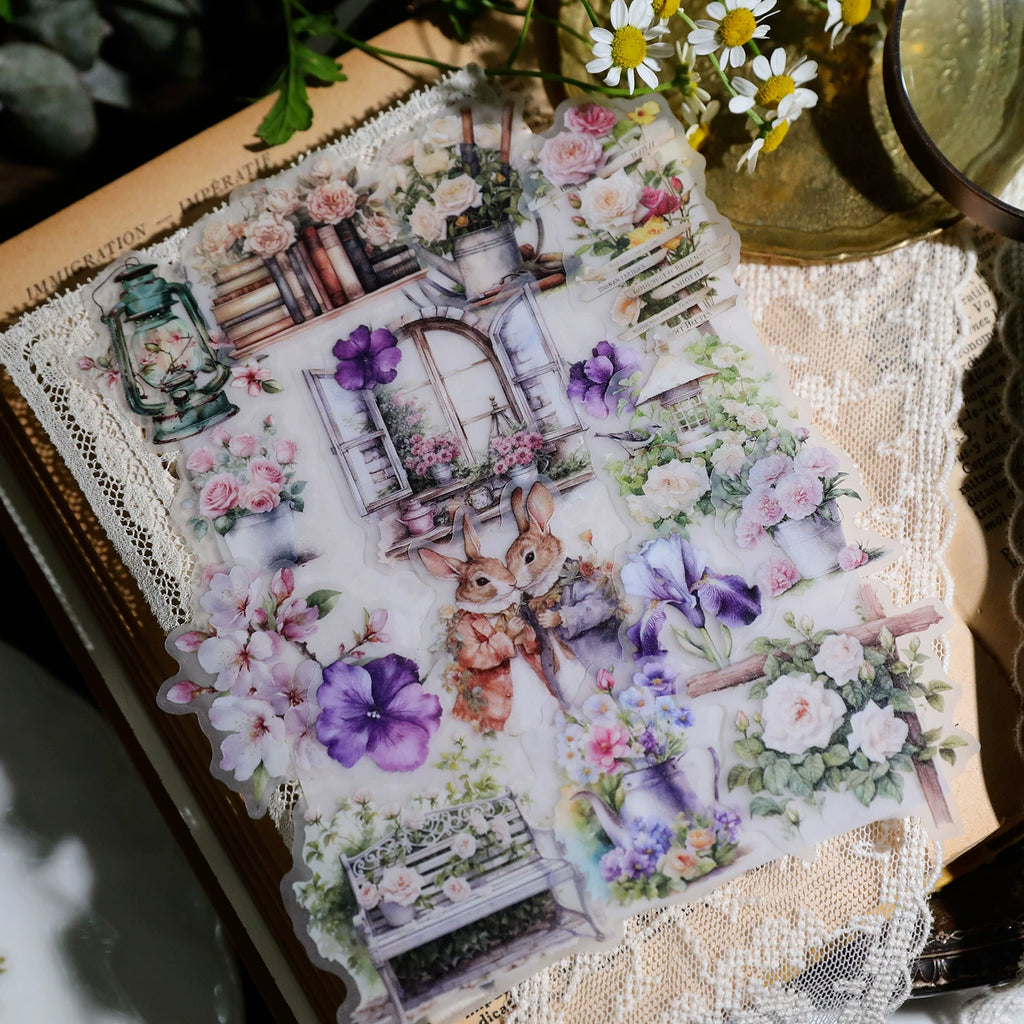 Romantic cottage garden journaling sticker set