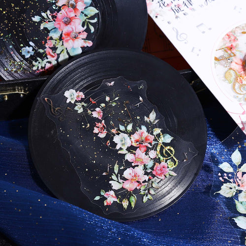 10 Pcs Music Flower PET Stickers HHXL