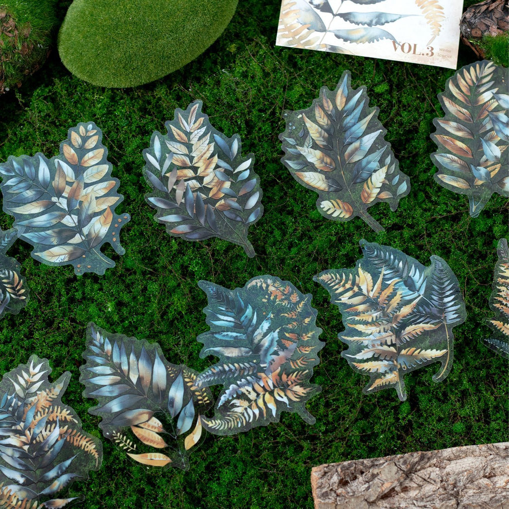 20 Pcs Green Plants Ferns PET Stickers QJCJ