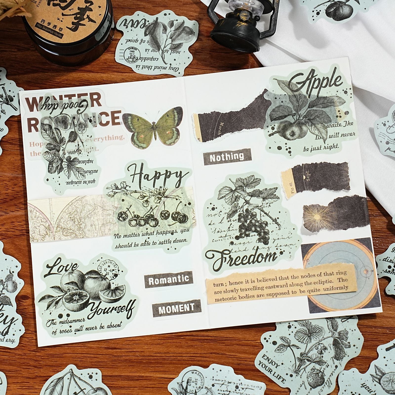20 Pcs Vintage Scrapbook Stickers PTWS