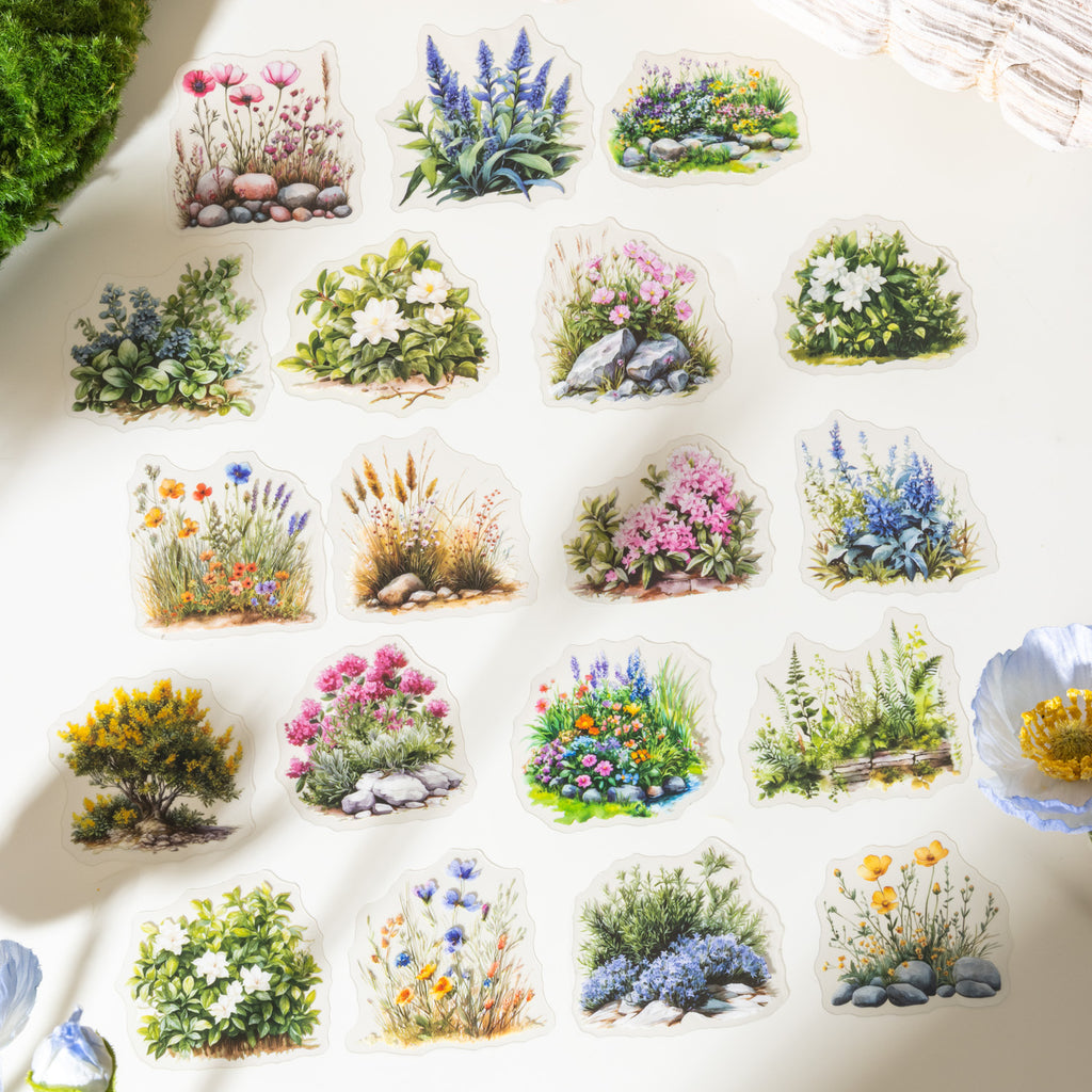 30 Pcs Flower Bush PET Stickers HCGM