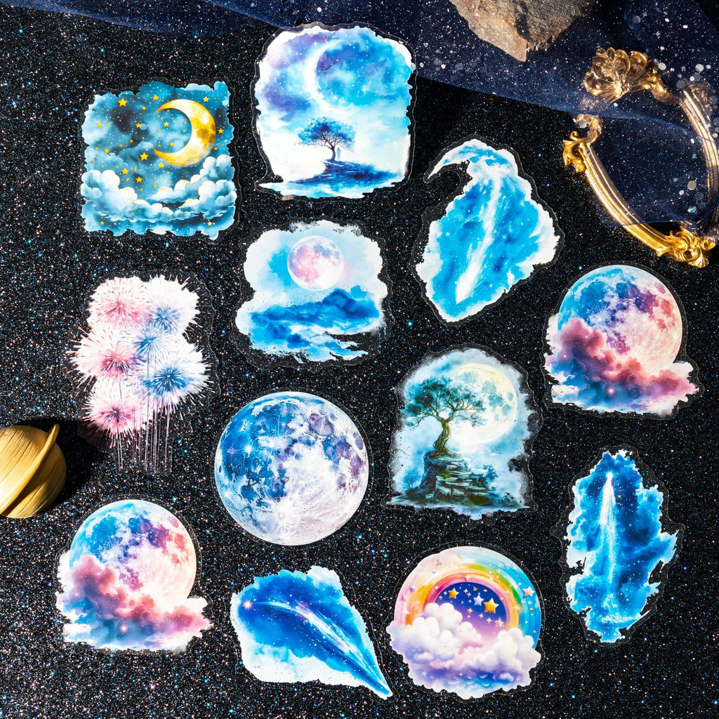 20 Pcs Fantasy Night Sky PET Stickers WKXl