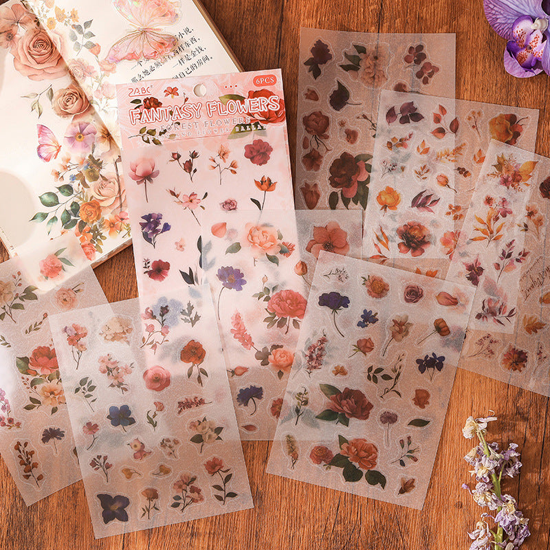 6 Sheets Botanical Plant Flower Stickers CHGY