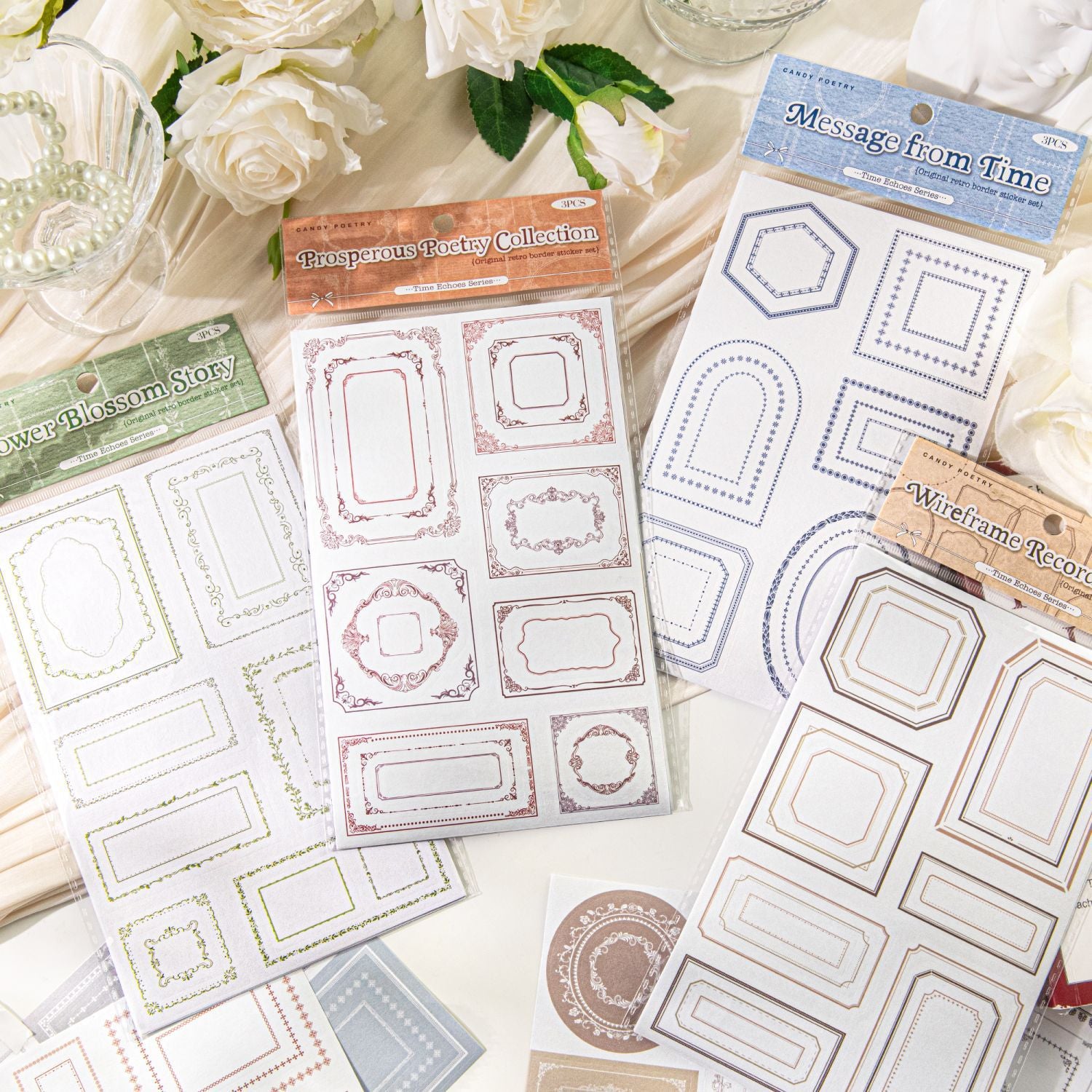 3 Sheets Pre-cut Geometry Frame Stickers SJHX