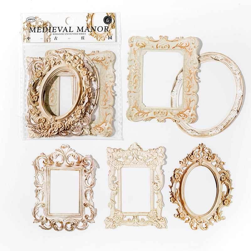 10 Pcs Antique Baroque Relief Frame Paper Pack - Medieval