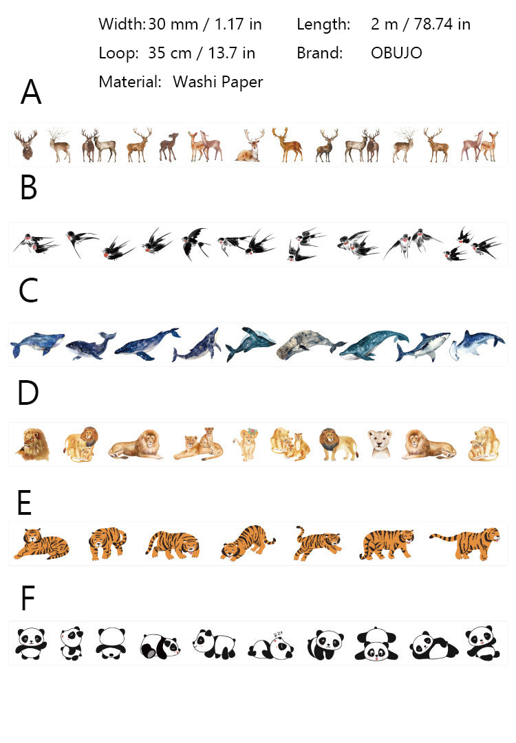 1 Roll Wild Animal Stickers Tape SMDW