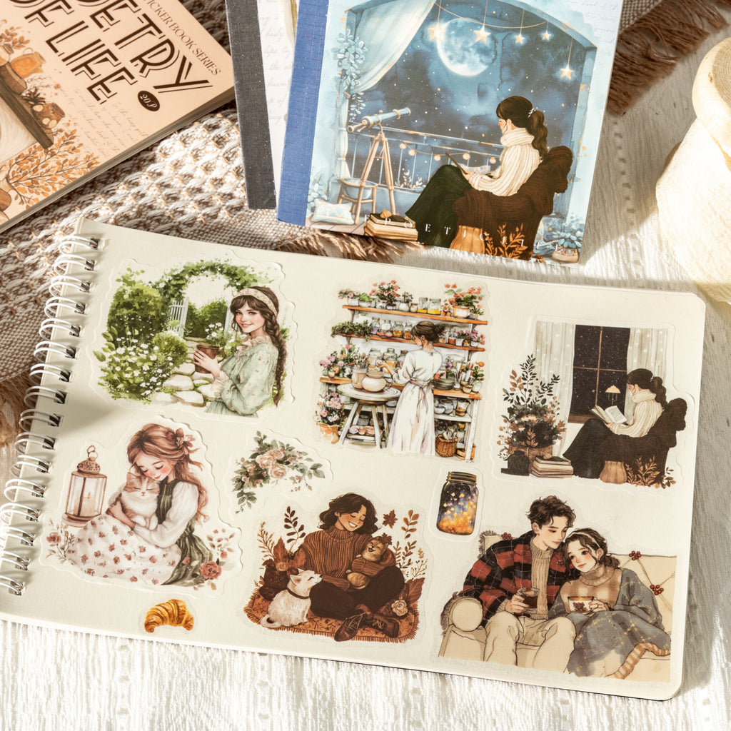 20 Sheets Seasonal Girl Lifestyle Stickers Book SYDSH