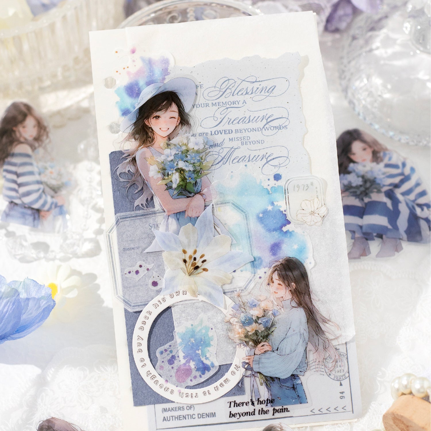 20 Pcs Flower Girl PET Stickers HYSN