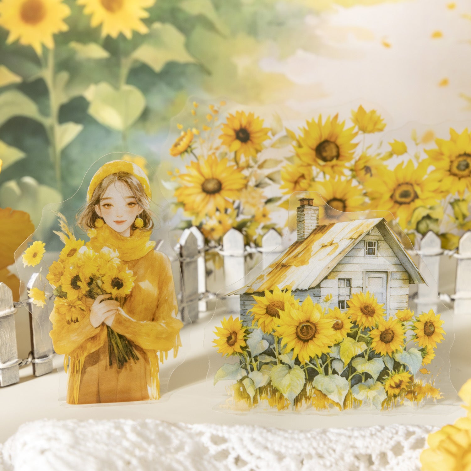 30 Pcs Sunflower Theme PET Stickers ZGZL