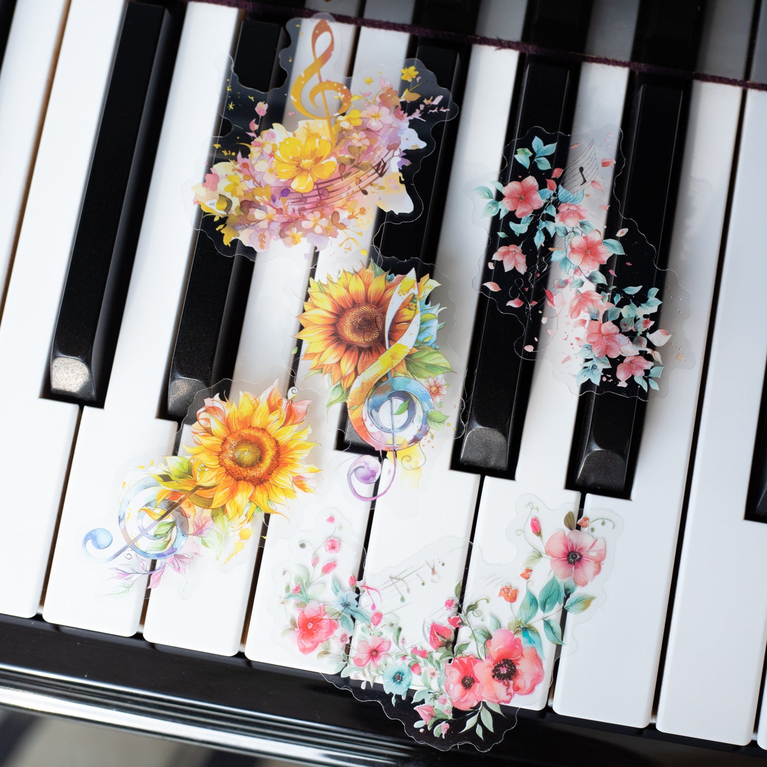 15 Pcs Disc Paper and Flower PET Stickers Kit CTGY