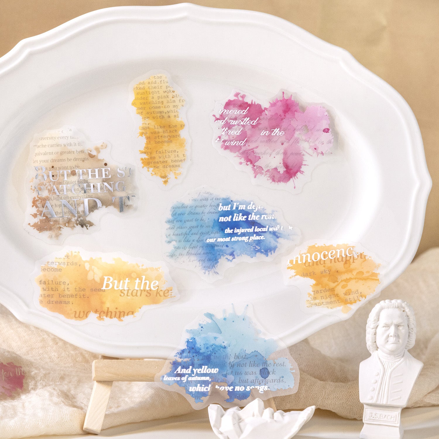 20 Pcs Watercolor Quotes PET Stickers SCMZ