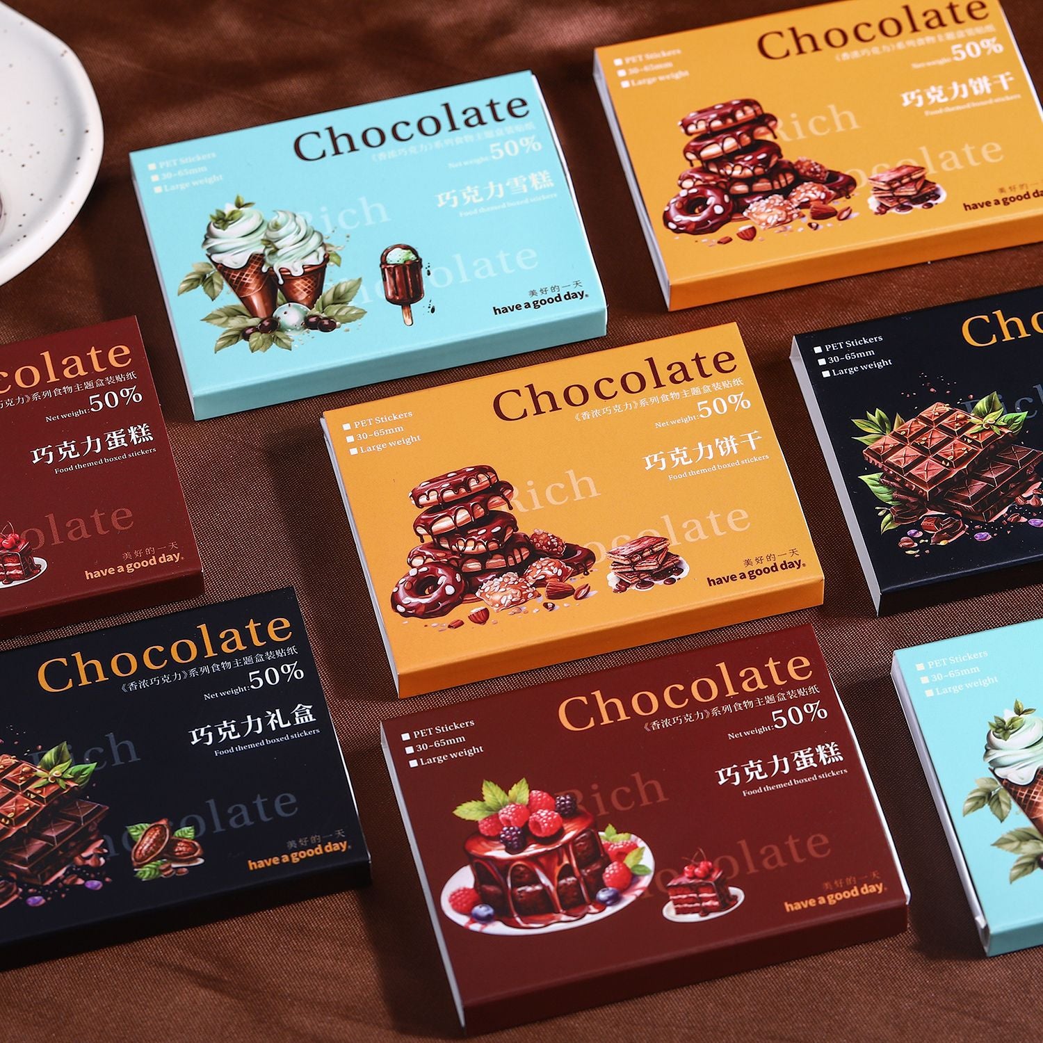 50 Pcs Chocolate Theme PET Stickers XNQKL