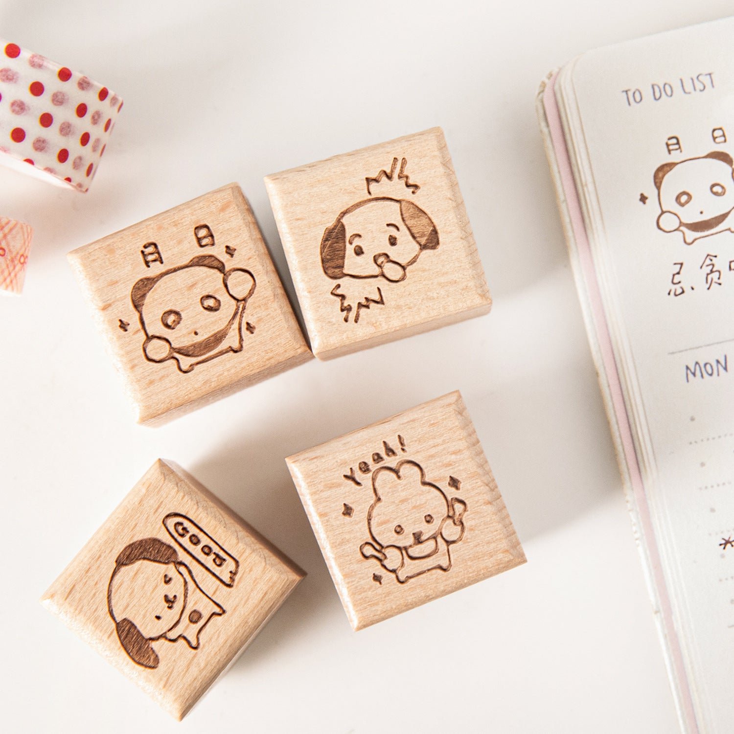 1 Pcs Cute Animal Wooden Stamp XDPD