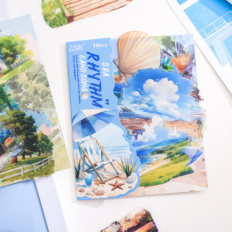 10 Pcs Natural Landscape PET Stickers ZRHJ