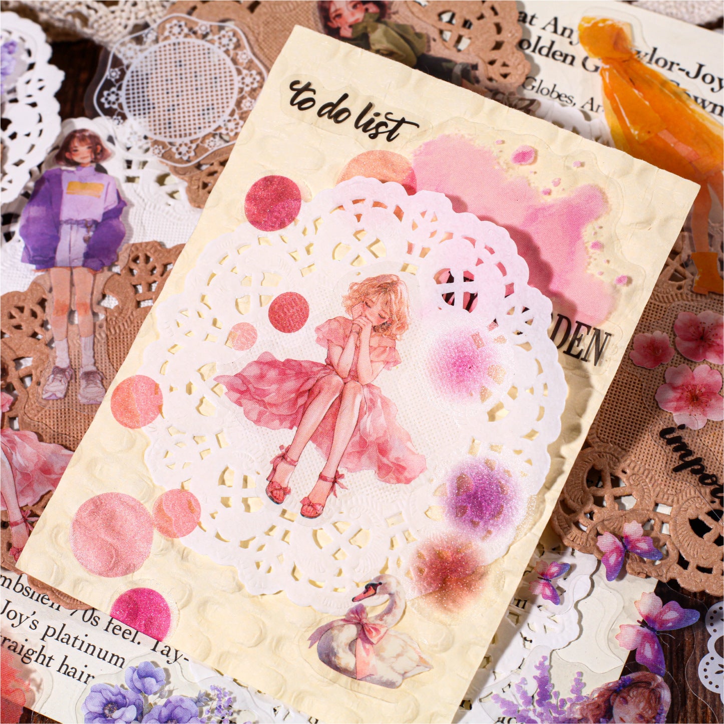 30 Pcs Lace Paper and Girl Stickers HYXL