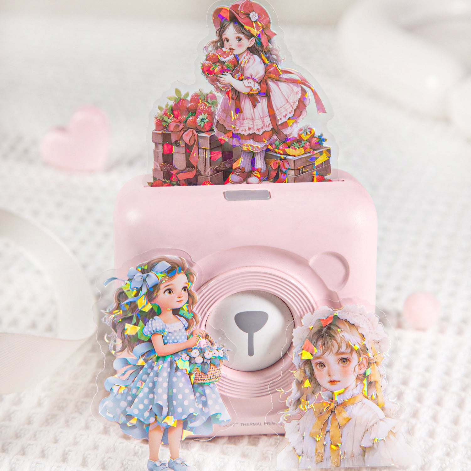 15 Pcs Glitter Bow Girl PET Stickers HDJNH