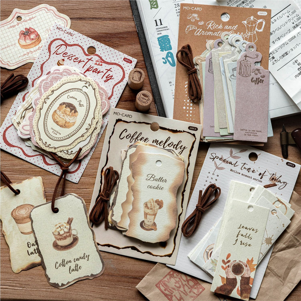 20 Pcs Coffee Dessert Themed Notepad CXPK
