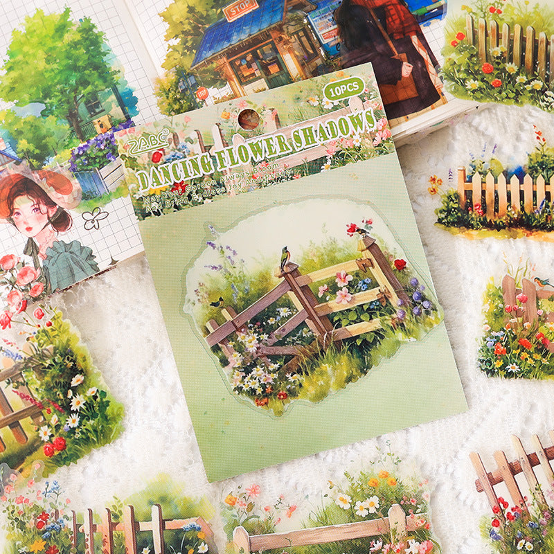 10 Pcs Garden Vine PET Stickers MMHY