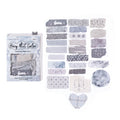 50 Pcs Japanese Vintage Hand-Torn Washi & Linen Stickers -  Grey