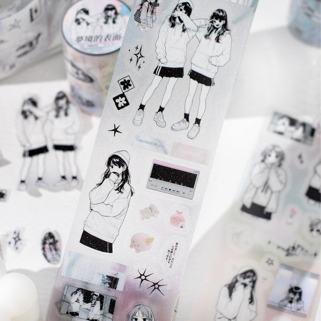 1 Roll Comic Girl PET Stickers Tape WXDSJ