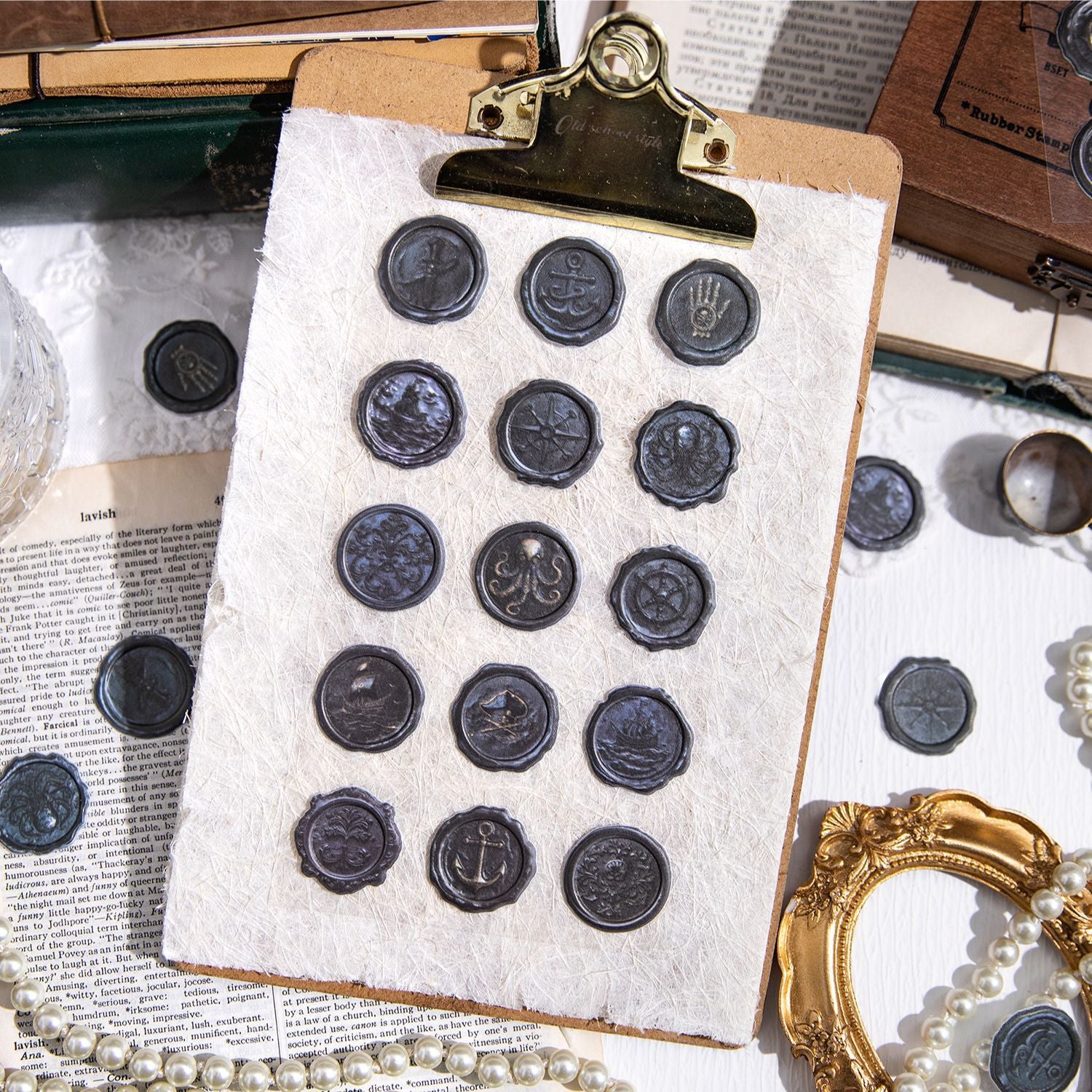 15 Pcs Vintage Wax Seal PU Stickers SGXJ